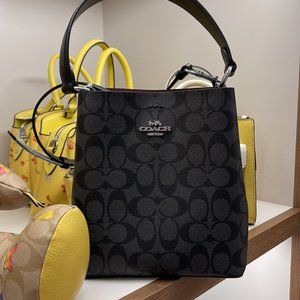 Coach 2312 Small Town Bucket Bag In Signature Canvas Graphite/Wine/Black